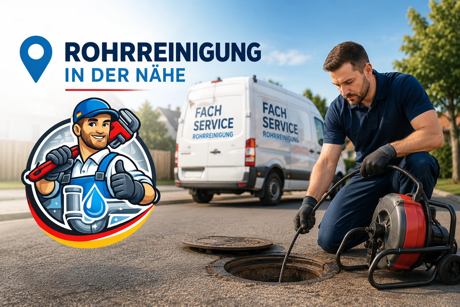 Rohrreinigung in der Nähe – Techniker bei der professionellen Abflussreinigung vor Ort
